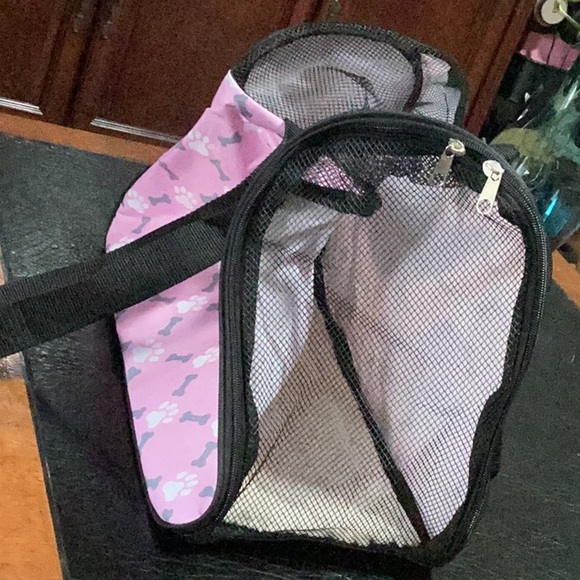 Pink Pet Carrier Tote Bag Dog Cat Bone Paw Print Travel Comfort - Picture 2 of 15